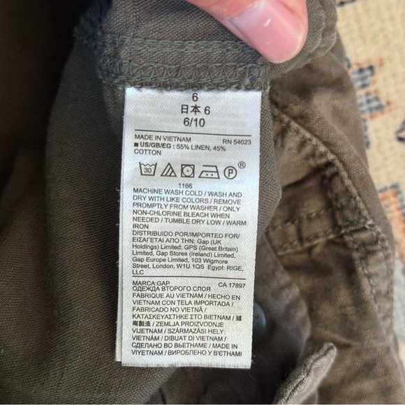 GAP Wide Leg Linen Cotton Blend Olive Green Pants Women’s Size 6 - Picture 10 of 10